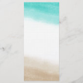 Waterverf Blauwgroen & Tan Elegant Strand Bruiloft Menu (Achterkant)