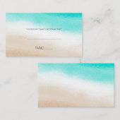 Waterverf Blauwgroen & Tan Elegant Strand Trouwpla Plaatskaartje (Voorkant / Achterkant)
