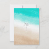 Waterverf Blauwgroen & Tan Elegant Strand Trouwtaf Kaart (Voorkant)