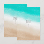 Waterverf Blauwgroen & Tan Elegant Strand Trouwtaf Kaart (Voorkant / Achterkant)