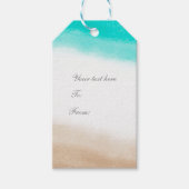 Waterverf Blauwgroen & Tan Elegant Subtiel Strand Cadeaulabel (Voorkant)
