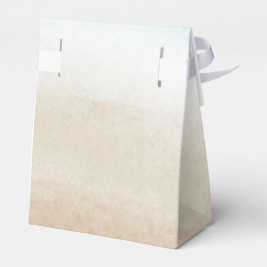 Waterverf Blauwgroen & Tan Subtiel Strand Bruiloft Bedankdoosjes (Achterkant)