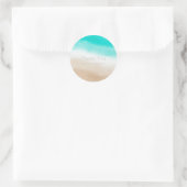 Waterverf Blauwgroen & Tan Subtiel Strand Bruiloft Ronde Sticker (Tas)
