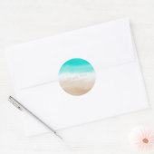 Waterverf Blauwgroen & Tan Subtiel Strand Bruiloft Ronde Sticker (Envelop)