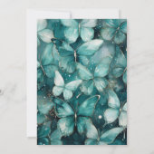 Waterverf Blauwgroen Vlinders Glitter 1e Verjaarda Kaart (Achterkant)
