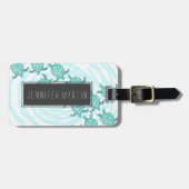 Waterverf Blauwgroen Zeeen Bagagelabel (Voorkant horizontaal)
