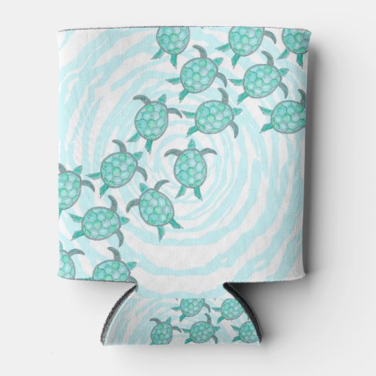 Waterverf Blauwgroen Zeeen Blikjeskoeler (Voorkant)