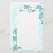 Waterverf Blauwgroen Zeeen Briefpapier (Voorkant / Achterkant)