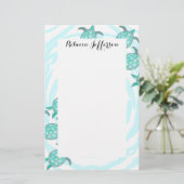 Waterverf Blauwgroen Zeeen Briefpapier (Staand voorkant)