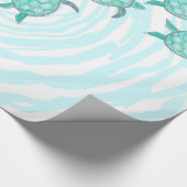 Waterverf Blauwgroen Zeeen Cadeaupapier (Hoek)