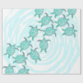 Waterverf Blauwgroen Zeeen Cadeaupapier (Vlak)