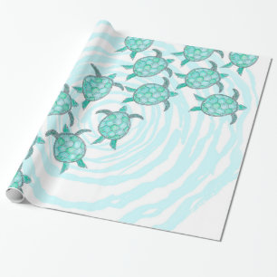 Waterverf Blauwgroen Zeeen Cadeaupapier