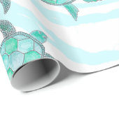 Waterverf Blauwgroen Zeeen Cadeaupapier (Rol Hoek)