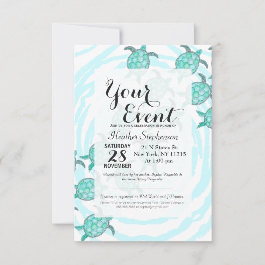 Waterverf Blauwgroen Zeeen Kaart (Voorkant)