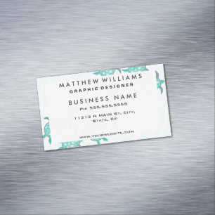 Waterverf Blauwgroen Zeeen Magnetisch Visitekaartje