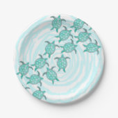 Waterverf Blauwgroen Zeeen Papieren Bordje (Voorkant)