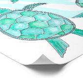 Waterverf Blauwgroen Zeeen Poster (Hoek)