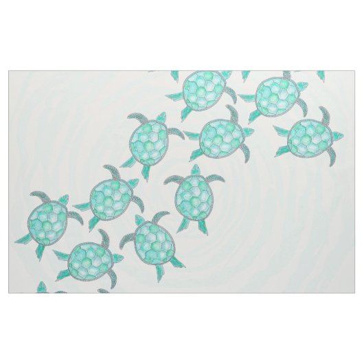 Waterverf Blauwgroen Zeeen Stof (Yard (91,4 cm))