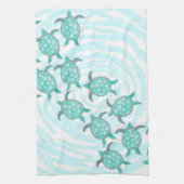 Waterverf Blauwgroen Zeeen Theedoek (Verticaal)