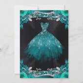 Waterverf Blauwgroen Zilver Glitter Dress Sweet Si Kaart (Achterkant)