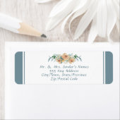 Waterverf Blauwgroene Taupe Floral Wedding Etiket (Insitu)