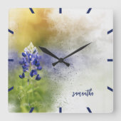 Waterverf blauwhelmen exploderen vierkante klok (Voorkant)