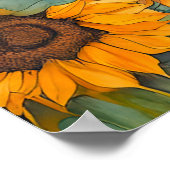 Waterverf blauwogige kat in zonnebloemen poster (Hoek)