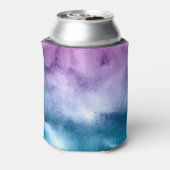 Waterverf Blauwt en Paars - Alle opties Blikjeskoeler (Blikje Achterkant)