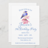 Waterverf Blauwvogel Roze Bloementuin Kaart (Voorkant / Achterkant)