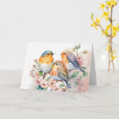 Waterverf Blauwvogels Kaart (Gele Bloem)