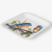 Waterverf Blauwvogels op pijnbomen Papieren Bordje (Gebogen)