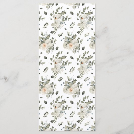 Waterverf Bleek Floral Botanical Greenery Wedding Menu (Achterkant)