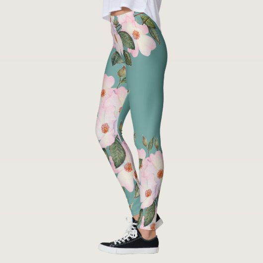 Waterverf Bleek Roses Ballerina Pattern Leggings (Links)