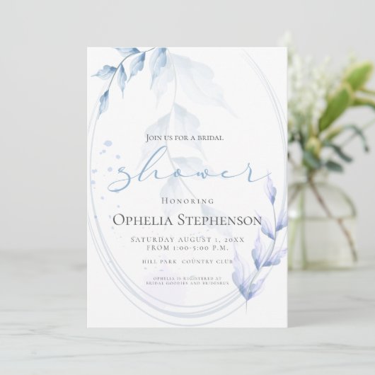 Waterverf Bleek Violet en Stusty Blue Foliage Kaart (Staand voorkant)