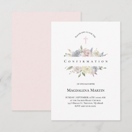 waterverf bleke bloemen Bevestigingsuitnodiging Kaart (Voorkant / Achterkant)