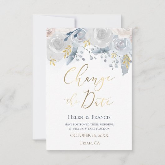 waterverf bleke bloemen Datum wijzigen Kaart (Voorkant)