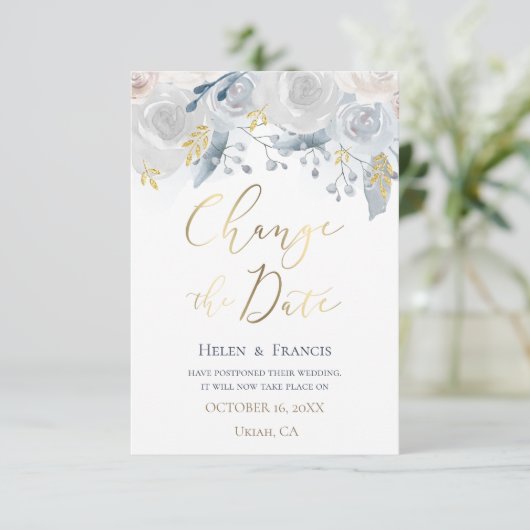 waterverf bleke bloemen Datum wijzigen Kaart (Staand voorkant)