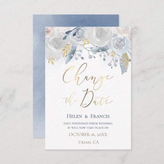 waterverf bleke bloemen Datum wijzigen Kaart (Voorkant / Achterkant)