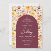 Waterverf bleke paarse en gele wilde bloemen kaart (Voorkant)