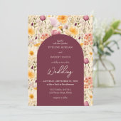 Waterverf bleke paarse en gele wilde bloemen kaart (Staand voorkant)