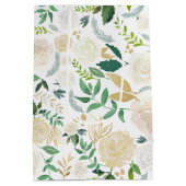 Waterverf Bleke pioenen en gouden glitter bladeren Medium Cadeauzakje (Achterkant)