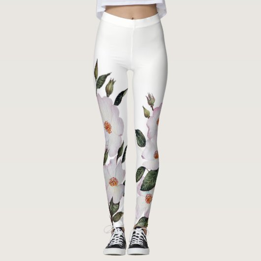 Waterverf Bleke Rozen Ballerina Leggings (Voorkant)