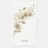 Waterverf Bleke Zonnebloemen Monogram Servet (Voorkant)
