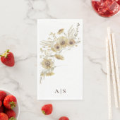 Waterverf Bleke Zonnebloemen Monogram Servet (Insitu)