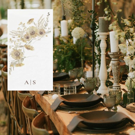 Waterverf Bleke Zonnebloemen Monogram Servet