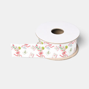 Waterverf Blij Mahjong Kerst Cocktail Feest Grosgrain Lint