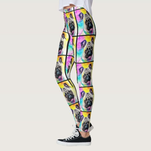 Waterverf blij met glimlach op puppy kleurige legg leggings (Links)