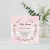 Waterverf Bliss | Blush Pink Floral Baby shower Kaart (Staand voorkant)