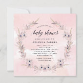 Waterverf Bliss | Blush Pink Floral Baby shower Kaart (Voorkant)