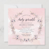 Waterverf Bliss | Blush Pink Floral Baby Sprinkle Kaart (Voorkant)
